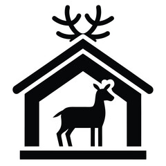 reindeer stable sign vector icon © Chanchal