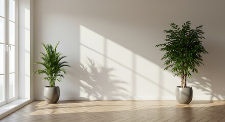 stylish elegant modern detailed professional high quality Two Plants in a Bright and Airy Room