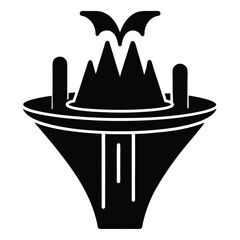 misty waterfall basin vector icon