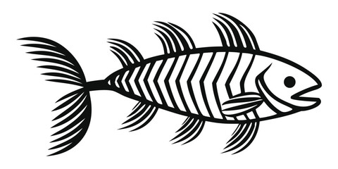 Stylized Black and White Fish Illustration
