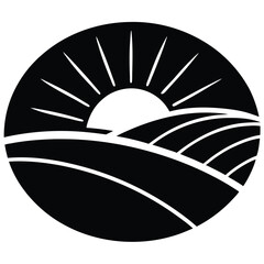 rolling hills at sunrise vector icon