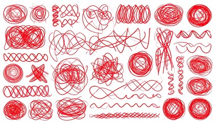 Abstract red scribble designs