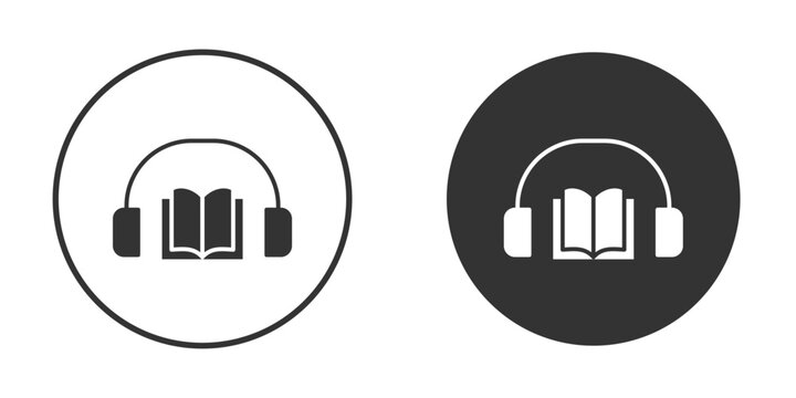 Audio book icons concept in solid versions. Flat design style.