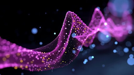 Colorful flowing data visualization with vibrant purple and blue waves, depicting abstract graphs and patterns. Concept of data analysis, technology, digital marketing - Powered by Adobe