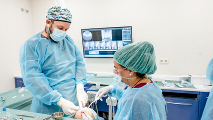 Dental implant procedure at specialized clinic