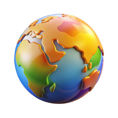 Obraz premium 3d colorful earth globe with raised continents isolated on transparent background
