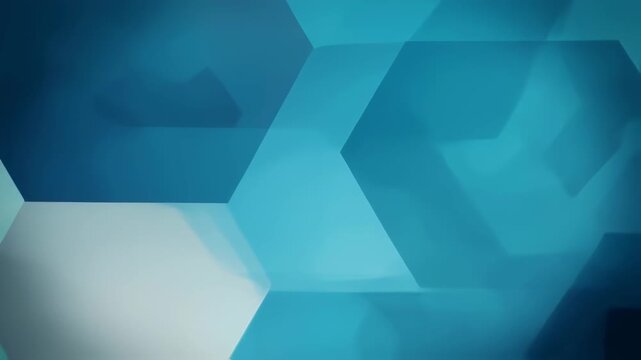 Abstract blue background with overlapping translucent hexagonal shapes, creating a modern and dynamic pattern