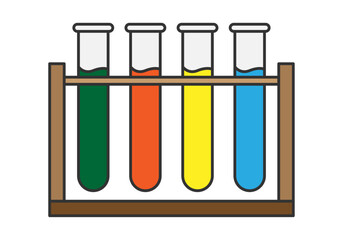 Probetas con diferentes qu&iacute;micos en soportes
