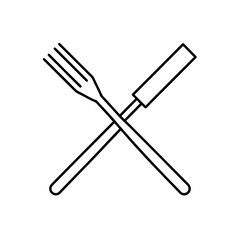fork and knife crossed icon vector