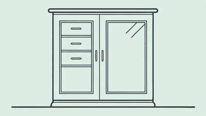 Naklejka premium Vector illustration of a stylish wooden cabinet for furniture design and interior decoration projects