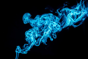 Fototapeta premium Abstract Blue Smoke on Black Background 