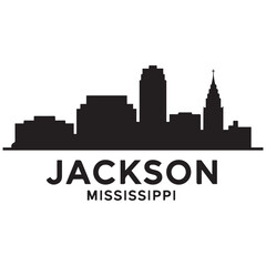 Fototapeta premium Jackson skyline horizontal banner. Jackson, Mississippi. Vector template for your design. Vector Black Silhouette. With Inspirational Background
