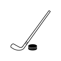 hockey puck and stick icon vector