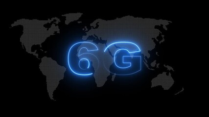 World futuristic 6g technology wireless data high-speed internet network concept motion graphic animation 4k. 6G Wireless Technologies. Terahertz spectrum, Artificial Intelligence Massive, - Powered by Adobe