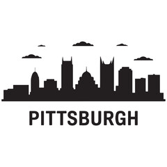 Fototapeta premium Pittsburgh Pennsylvania skyline silhouette. Black Pittsburgh city. Vector black silhouette. with white background