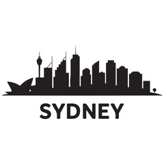 Obraz premium Sydney skyline silhouette. Black Sydney city. Vector Black Silhouette. With Inspirational Background