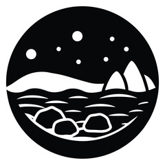 rocky shoreline tidepools vector icon