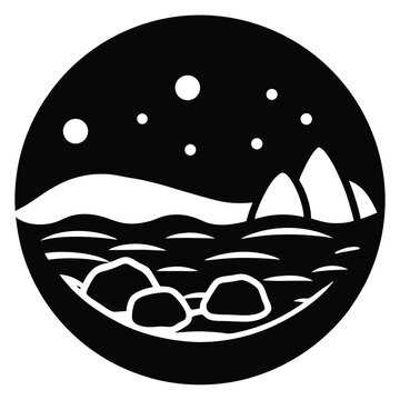 rocky shoreline tidepools vector icon