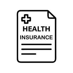 Health insurance document with a medical cross symbol, transparent background, vector, icon 