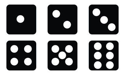 Game dice vector icon. Black vector icon isolated on white background game dice. Vector illustration . in eps 10.