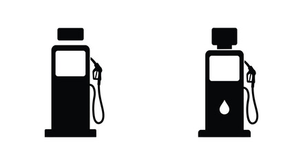 detailed professional high quality Gas Pump Silhouettes in Black and White