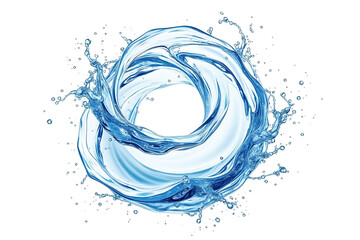 Dynamic swirling water splash forming a circular shape isolated on transparent background