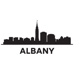 Obraz premium Albany city skyline. Black cityscape. Vector black silhouette. with white background