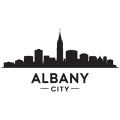 Fototapeta premium Albany city skyline. Black cityscape. Vector black silhouette. with white background