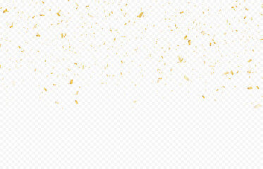 Glittering confetti on a transparent background. Gold confetti