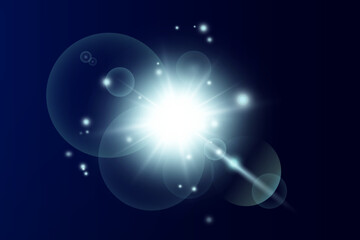 Set of realistic vector blue stars png. Set of vector suns png. White flares with highlights.	
