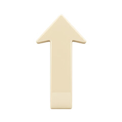 Simple beige arrow pointing upwards, direction indicator, navigation symbol isolated on transparent background
