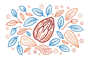 Almond in white background