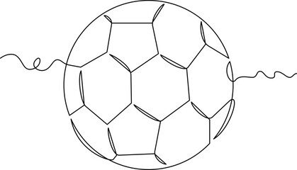 Obraz premium one line art Football vector illustration. line art, one continuous line, simple, hand drawn and sketch style. for icons, symbols, signs or logos. PNG