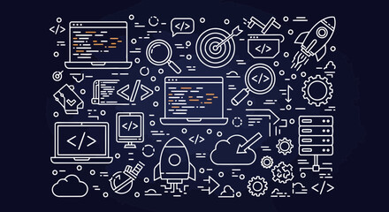 Technology and business development concept with icons