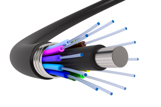 Fiber optic cable on white background. Isolated 3D illustration