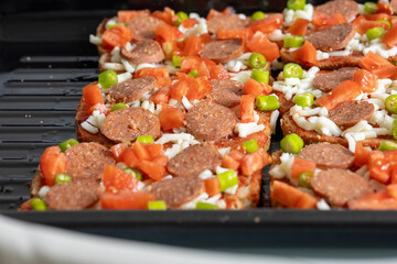 Italian bruschetta pizza made with toasted diet bread