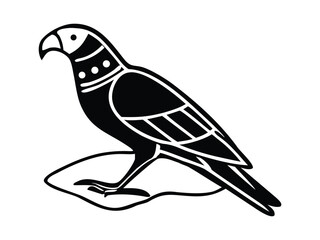 Stylized Bird Illustration Standing on Branch with Detailed Feathers