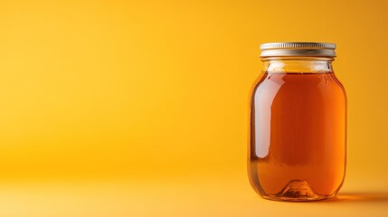 Golden liquid in glass jar product food ingredient nutrition and health