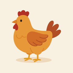 Cute cartoon chicken illustration in flat style. Perfect for farm-themed designs, labels, packaging, banners, children’s books, and decorative prints. 