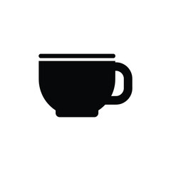 Simple Black Coffee Cup Icon Illustration for Cafe Menu and Website Design Minimalist Style
