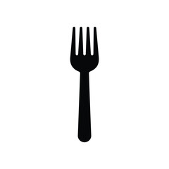 Simple Black Fork Icon on White Background Representing Utensils and Dining Concepts for Food Related Projects and Designs