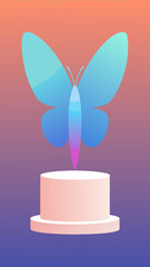 dreamy butterfly podium in gradient background