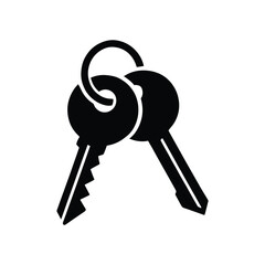 Keys icon for access security lock and unlock concept with isolated black and white graphic illustration vector design suitable for web design