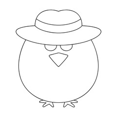 Round chick wearing a fedora bird baby bird