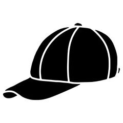 side view of baseball cap hand drawn glyph illustration