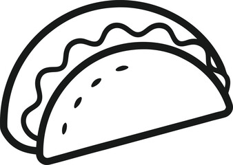 taco Line Art Icon vector illustration on a white background.