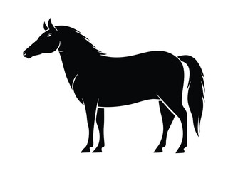 Standing Horse Silhouette with Flowing Mane and Tail