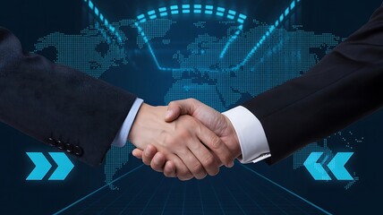 business-handshake-with-global-partnership-digital-concept-blue-background-with-world-map-light-effects-abstract-technology-style