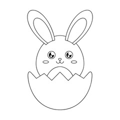 Cute bunny emerging from cracked egg rabbit