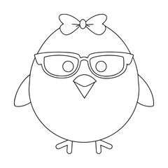 Cute chick wearing glasses and bow bird